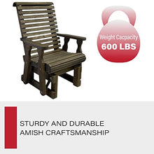 Amish Casual Heavy Duty 600 Lb Roll Back High Back Treated Glider Chair (Dark Walnut Stain)
