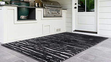 Unique Loom Sabrina Soto Outdoor Collection Geometric Striped Area Rug 8 ft x 10 ft Black/Ivory