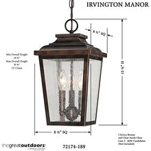 Minka Lavery Outdoor Ceiling Lighting 72174-189, Irvington Manor Aluminum Pendant, 225 Watts, Bronze