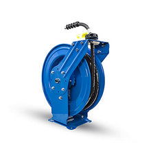 BLUSHIELD PWR3850 18 ga. Pressure Washer Retractable Dual Arm Hose Reel with 3/8" x 50' 4100 PSI Kevlar Braided Air Hose, 6' Lead in Hose, Corrosion Resistant, Powder Coated Finish, Dual Arm Support