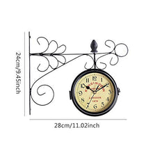 NUHSLF Train Station Clock Two Sided for Indoors/Outdoors Double Retro Quartz Watches Metal Iron Art Hanging Clocks Garden Corridor Decoration Easy to Hang