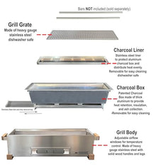 The Bincho Grill 24 Inch Wide Body Yakitori Grill – Japanese Style Charcoal Robata BBQ for Skewers, Steaks, and More – Restaurant-Quality Binchotan Tabletop Grill – Portable and Durable