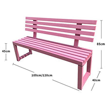 Garden Bench Outdoor Pink Bench Terrace Garden Benches Corrosion Resistant Park Chair with Metal Frame Bench with backrest/can accommodate 3 People Suitable for Lawn Porch (With Backrest 120 * 40 * 45