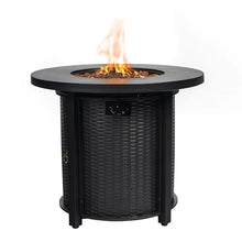 30 Inch Propane Fire Pit Table Round Outdoor Patio Heater with Lid, 50000 BTU Steel Gas Fireplace, Hidden 20lb Tank Storage, Stainless Burner, Lava Rocks, Electronic Ignition, Adjustable Flame