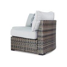 Benzara Mita 86 Inch Outdoor Loveseat with Pillows Gray Beige Black