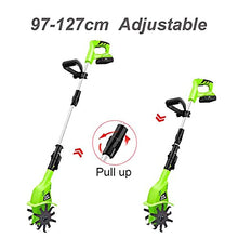 Vdniduir Tiller Rotavator Cordless,Portable Electric Hand Tiller,Hand Held Soil Cultivators, 97-127cm Adjustable Handle, for Gardens