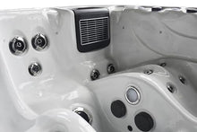 Luxuria Spas Sensation 4-Person 73-Jet Hot Tub with Double Lounge and Touch Screen Silver Marble/Mocha