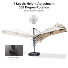 OROTLECT 8' X 8' Patio Beige Umbrella with Base for Pool 7' High Offset Outdoor Cantilever Beige Umbrella Swimming Pool with 360°Rotation for Poolside