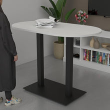4 Person Harmony Series Small Bistro Height Racetrack Shaped Table with Matte Black Double Base | Standing Height Table for Offices & Breakroom | Natural Eucalyptus - 36"d X 60"w X 43"h.