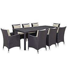 Modway Convene 9-pc Outdoor Patio Dining Set with Washable Cushion Covers Espresso Beige