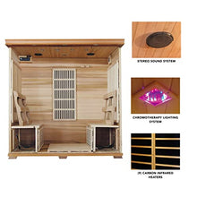 Blue Wave Radiant Saunas 4-Person Cedar Infrared Sauna with 9 Carbon Heaters, Chromotherapy Lighting, Oxygen Ionizer, Music System