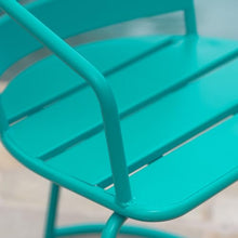 Merax Bistro Table and Chairs Set of 2, Retro Iron Outdoor Bistro Set, Oval Tabletop Coffee Table Dining Chairs All-Weather Bistro Set for Porch Patio Balcony Lawn Garden (Teal)