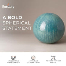 Emissary Handcrafted Ceramic Gazing Ball White Glaze Outdoor Indoor Garden Patio Landscape Yard Planter Decor (Aruba Blue, 20)