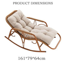 Chinese-Style Lazy Garden Leisure Rattan Rocking Chair, Anti-Tipping Design, Suitable for Leisure Areas Such as Garden Balconies Comes with an Extended Cushion.(Green,161 * 79 * 64cm)