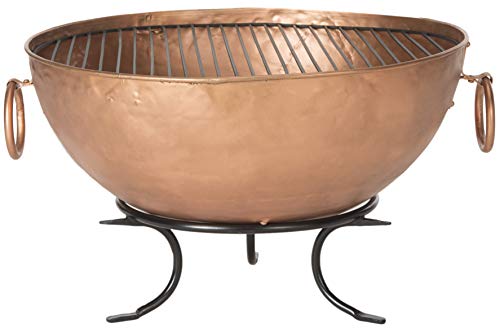 SAFAVIEH Outdoor Bangkok Metal Fire Pit, 32" Copper/Black PIT1005A