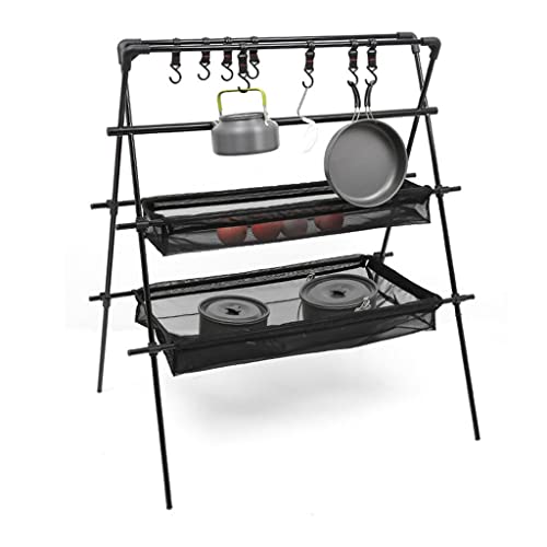 MWUCAIXIA Camping Storage Rack Multi-Layer Cookware Hanger Triangle Stand Aluminum Alloy Storage Shelf Organizer for Outdoor Camping
