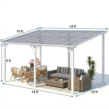 Wall Mounted Gazebo with Gutters – Hard Top Lean to Pergola – Heavy Duty Awning for Patio, Deck, Porch & Backyard – Weatherproof Outdoor Roof Cover, White