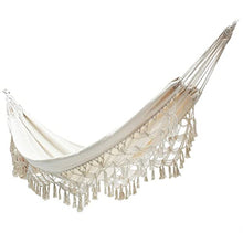 MaGiLL Camping Double Hammocks Canvas Tassel Sleeping Outdoor Backyard Swing Beds Home Garden