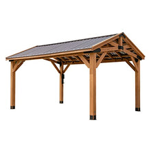 Backyard Discovery Norwood 16 ft. x 12 ft. Cedar Wood Gazebo Pavilion with Steel Roof Light Brown