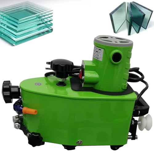 XIVUIFOI Small Glass Edging Machine Electric Glass Edger Straight Round Bevel Edge Trimmer Grinder DIY Glass Corner Grinding Edging Machine Glass Polish Grinding Machine (Green)