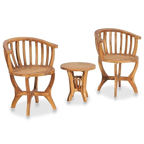 JKSVTF 3 Piece Garden Bistro Set Solid Teak Wood, Garden Chairs Set, Garden Table and Chairs, Patio Set, Garden Patio Table and Chairs