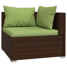 Todiikf Patio Loveseat with Cushions, Brown Poly Rattan 2-Seater Outdoor Sofa for Garden Backyard, Modular Wicker Sectional Couch with Steel Frame and Green Pillows, 55.1 Inch Length