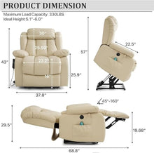 HTERWQEA Large Comfort Power Lift Recliner with Heat Massage for Elderly