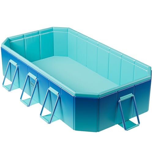 Foldable Dog Pet Bath Pool Dog Pet Pool Bathing Tub Kiddie Pool Doggie Wading Pool for Puppy Small Medium Large Dogs Cats and Kids(Size:9.8 * 5.4 * 1.8FT)