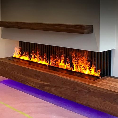 Multi-Colour RGB 3D Water Vapour Fireplace with Adjustable Brightness, Atomized Flame Effect, Automatic Water Refill, Remote and Touch Screen Control, Easy Install Design