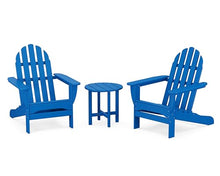 POLYWOOD PWS417-1-PB Classic 3-Piece Chair Side Table Adirondack Seating Set, Pacific Blue