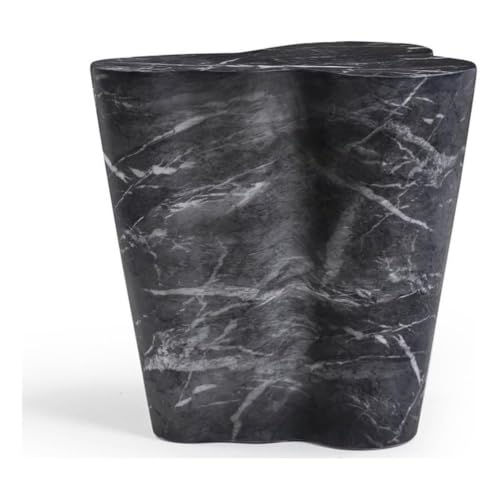 TOV Furniture Slab Black Marble Concrete Indoor/Outdoor Side Table