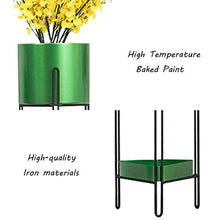 KAJIAO Outdoor Metal Flower Stand with Planter Pot Indoor Balcony Decor Display Shelf Iron Art Herb Bonsai Rack for Living Room Garden Office Floor-Stand - Set of 2(Green)