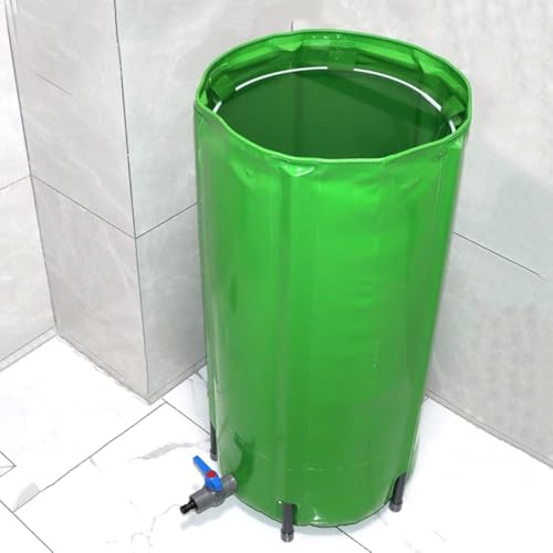 RKUVPAE Rain Barrels 100 160 200 500 1000 Gallon, Rainwater Collection Barrel for Garden Farm Watering, Foldable Storage Tank Bag Bladder, Green (Size:0.6x0.88 m/250 L/66 Gallon)