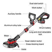 20V Electric Lawn Mower, 20V/7.5Ah Battery Adjustable Teles Handle Rotary Home Small Cordless Lawn Mower with 3 Style Blades Garden Lawn Tri