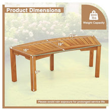 LDAILY Moccha Outdoor Curved Bench, Acacia Wood Fire Pit Bench w/Slatted Seat, Loveseat, Outside Chair, Patio Backless 2-Person Seating for Balcony Yard Deck Porch 800 LBS Max Load (4, Natural)