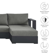 Modway Tahoe Aluminum 4-Piece Outdoor Patio Furniture Gray Charcoal, Modular Sectional Sofa Set with Chaise Lounges, Weather-Resistant Cushion, Ideal for Deck, Backyard, Poolside