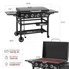Grills House GB4000P 35-Inch 4-Burner Gas Griddle with Hard Cover Black