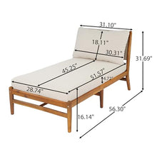 Christopher Knight Home Joey Set of 4 Acacia Wood Chaise Lounge Chair Outdoor with Cushions, Outdoor Recliner Chairs with Hand-Woven Backrest, Pool Loungers for Patio Poolside Backyard, Teak+Beige