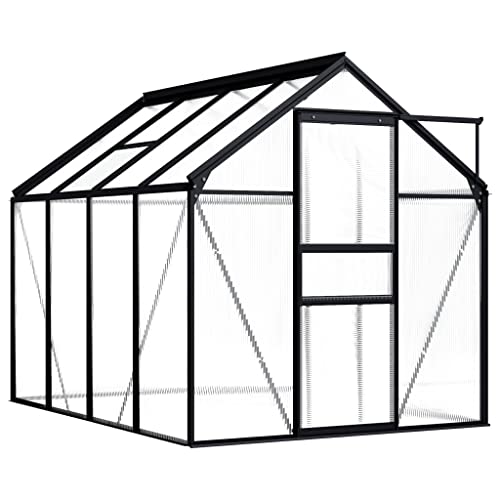 Polycarbonate Greenhouse Walk-in Plant Greenhouse for Backyard/Outdoor Use Green House with Window and Door, Aluminum Frame, PC Board, 74.8" x 98.4" x 49.2"/76.8"