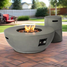 Propane Fire Pit Table Set with Tank Cover, 50000 BTU Smokeless Outdoor Heating Bowl, Alloy Steel Round Patio Fireplace, Electronic Ignition, Lava Rocks, Lid, Rain Cover for Deck Garden Backyard