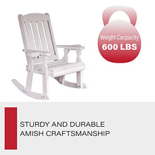 Amish Casual Heavy Duty 600 Lb Mission Pressure Treated Rocking Chair with Cupholders (Semi-Solid White Stain)