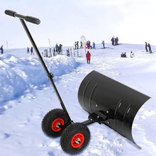 Snow Pusher Shovel, Snow Removal Shovel, Heavy Duty Rolling Snow Pusher,Adjustable Handle Height/Shovel Surfaces Direction