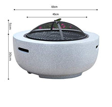 Garden Fire Pit Grill Bowl Grill Barbecue Rack Fire Pits for Garden,Wood Burning, with Grill and Lid, Cast Iron BBQ Fire Bowl Cover 60Cm Camping Spark Guard Outdoor Firepit