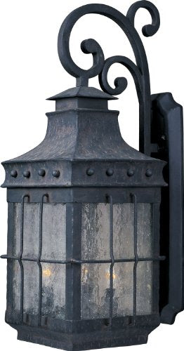 Maxim Lighting ntucket 3-Light Outdoor Wall Lantern | Country Forge Finish | Seedy Glass Shade | Early American Outdoor Wall Lantern for Front Doors and Entryways | Wet-Location Rated | 30084CDCF