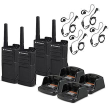 Motorola Solutions 4-Pack RMM2050 On-Site 2-Way Radio with HKLN4604 PTT Earpiece Bundle Black