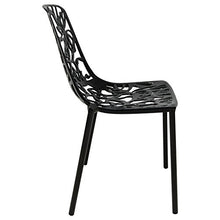 LeisureMod Devon Patio Dining Chair, Aluminum Stackable Design Side Chair, Weather Resistant Metal Chair for Indoor Outdoor Use, No Assembly, UV Protected with Floor Protectors, (Black, Set of 4)
