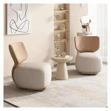 OUTIFUOSSR Wooden Light Luxury Lounge Sofa Chairs, Nordic Living Room Fabric Low Stools, Balcony Leisure Armchairs(Brown Hemp)