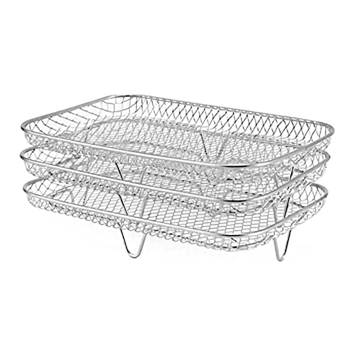 AFPSDLFJDLS Grill Rack Stackable Grid Air Fryer Holder 3-Layers Stainless Steel Household Gadgets for Family Baking Outdoor Camping(Black)