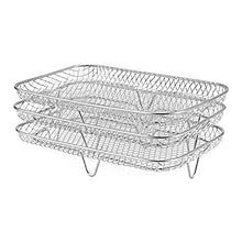 AFPSDLFJDLS Grill Rack Stackable Grid Air Fryer Holder 3-Layers Stainless Steel Household Gadgets for Family Baking Outdoor Camping(Black)