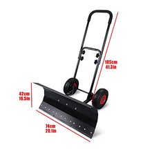 ZGFUSVFD Snow Shovels, Rolling Snow Pusher 10in Wheels, Heavy Duty Metal Snow Pusher with Adjustable Height and Angle for Driveway, Garden, Pavement Cleaning (Size : Single Pole) (Black Double Pole)